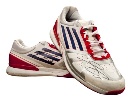Jo-Wilfried US Open Match-Worn/Practice Worn and Signed Adidas Shoes (MeiGray)
